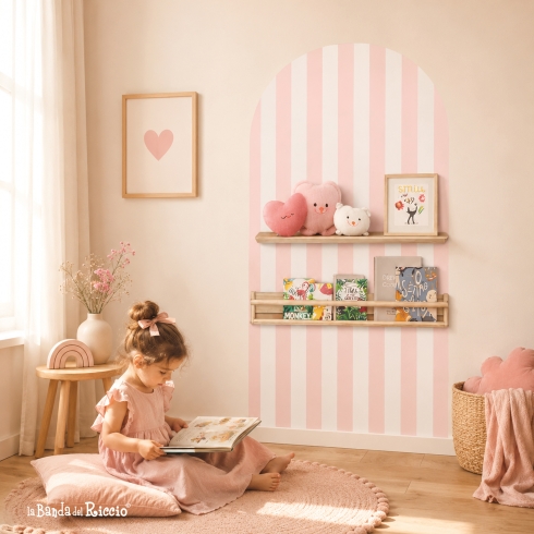 Arco boho a riche rosa, adesivo da parete per cameretta bambini